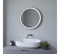 Désembuage Intelligent Miroir de Salle de Bain avec éclairage LED, Blanc Froid 6400k, Blanc Chaud 3000K, diamètre 60 cm, Miroir cosmétique Mural, Interrupteur Tactile dimmable, Cadre en Aluminium