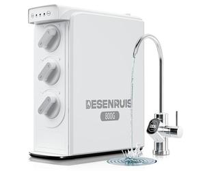 DESENRUIS Système d'osmose inverse, double filtre à eau RO, débit rapide de 800 GPD, drainage pur 3:1, système RO sous évier sans réservoir, réduit les PFAS et TDS, robinet LED intelligent