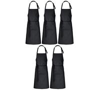 DESERMO 5X Premium Tabliers à bavette Ajustables Premium 100x80cm|Tablier Professionnel de Haute qualité pour Femmes,Hommes|Mélange innovant de Coton et Polyester|220g/m2 Noir