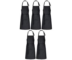 DESERMO 5X Premium Tabliers à bavette Ajustables Premium 100x80cm|Tablier Professionnel de Haute qualité pour Femmes,Hommes|Mélange innovant de Coton et Polyester|220g/m2 Noir