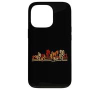 Desert Cactus Minimaliste Retro Orange Line Art Wild West Coque pour iPhone 13 Pro