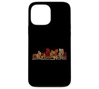 Desert Cactus Minimaliste Retro Orange Line Art Wild West Coque pour iPhone 13 Pro Max