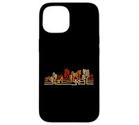 Desert Cactus Minimaliste Retro Orange Line Art Wild West Coque pour iPhone 15