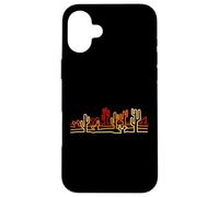 Desert Cactus Minimaliste Retro Orange Line Art Wild West Coque pour iPhone 16 Plus