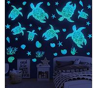 Desert Camel Stickers muraux en vinyle phosphorescents motif tortue de mer - Décoration de salle de bain pour enfants, chambre à coucher, chambre d'enfant, cadeau d'anniversaire, bleu ciel