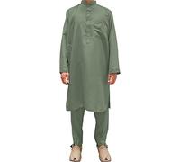 Desert Dress Imran Khan Green Afghanistan Afghan Pakistan Ensemble 2 pièces Shalwar Kameez pour hommes garçons ethniques Eid (56)