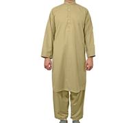 Desert Dress Kurta indien pour homme et garçon, 2 pièces, chemise, pantalon, Salwar Kameez - Marron - Large