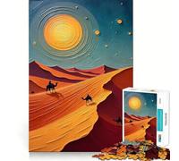 Désert du Sahara - Dunes d'or infinies Puzzle 1000 pièces pour Adultes Stimule la mémoire Paisible et divertissant Découpe de qualité supérieure Cadeau mémorable (50x75cm)