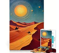 Désert du Sahara - Dunes d'or infinies Puzzle de 1000 pièces pour Adultes Jeu de réflexion Calme Idée Cadeau (38x52cm)