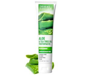 Desert Essence - Dentifrice sans carraghénane à l'huile d'arbre à thé et à l'aloe vera - Menthe poivrée - 177,2 g.