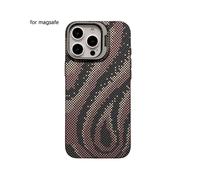 (Desert Gold, Multicolor) For iPhone 16 Pro Case Compatible with MagSafe Flame Pattern Hard PC Phone Cover with Lens Frame Kic