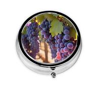Desert Grapes Mini pilulier ronde, peut être mise dans un portefeuille, une poche, légère et pratique, pilulier à 3 compartiments, pilulier portable,