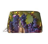 Desert Grapes Trousse de toilette en cuir imperméable avec fermeture éclair pour femme Marron, blanc, Taille unique