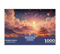 Desert Landscape at Sunset 1000 Pcs Découpe Précise Puzzle Traditional Chinese Architecture Amusant Jigsaw Déco Maison pour Amis 38x26cm/1000pcs