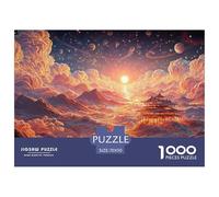 Desert Landscape at Sunset 1000 Piece Découpe Précise Puzzle Traditional Chinese Architecture Vibrant Jigsaw Déco Maison pour Enfants 70x50cm/1000pcs