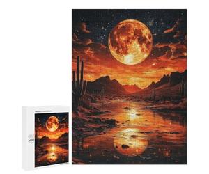 Desert Moonlit Reflections Puzzle 1000 Pièces Educa Jouet en Bois Cadeau Unique Décoration Intérieure Jeu Éducatif Challenge Toy Adultes Et Enfants À Partir De 14 Ans 500 PCS