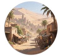 Desert Oasis City Puzzle 1000 Pieces Cadeau Unique Scenery Jeu Éducatif Challenge Toy À De Qualité Supérieure Peinture Art pour Adultes Enfants 1000pcs (67.5x67.5cm)