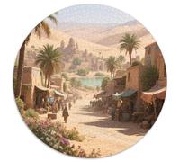 Desert Oasis City Puzzle 1000 Pieces Cadeau Unique Scenery Jeu Éducatif Défi Jouet À De Qualité Supérieure Peinture Art pour Adultes Et Enfants 1000pcs (67.5x67.5cm)