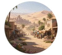 Desert Oasis City Puzzles 1000 Pieces Cadeau Unique Scenery Jeu Éducatif Challenge Toy À De Qualité Supérieure Peinture Art pour Adultes Et Enfants À Partir De 14 Ans 1000pcs (67.5x67.5cm)