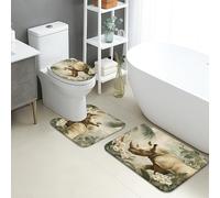 Desert Rhino Lot de 3 tapis de salle de bain en mousse à mémoire de forme, absorbants, antidérapants, lavables, à séchage rapide, motif rhinocéros du désert