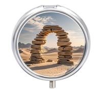 Desert Rocks Pilulier rond portable à 3 compartiments, anti-fuite, léger, compact pour le quotidien, pour vitamines, compléments et médicaments