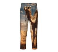 Désert Sable Camel Imprimé Casual Wear Home Relaxation Pantalon de pyjama doux Femmes Hommes Pantalons Fêtes à Thème, Noir , S
