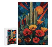 Desert Sunset Stained Glass Puzzle 1000 Pièces Educa Jouet en Bois Cadeau Unique Décoration Intérieure Jeu Éducatif Challenge Toy Adultes Et Enfants À Partir De 14 Ans 300 PCS