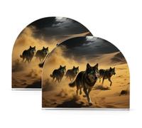 Desert Wolf Lot de 2 porte-serviettes de table en acrylique pour fête, mariage, événements, décoration d'intérieur pour pique-nique, bar rustique
