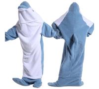 Deserthome Couverture de requin à capuche pour adulte, couverture de requin super douce, confortable et chaude, pour cosplay, dauphin bleu, taille 3XL