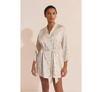 Déshabillé de pyjama satiné à motifs fleuris - Noreen - L - Ecru - Femme - Etam