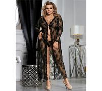 Déshabillé Long noir en Dentelle - Taille: 3XL