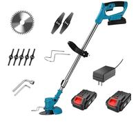 Désherbant électrique, débroussailleuse électrique sans Fil de 1,8 kg avec Lames, Batterie 2 x 1200 mAh, Bouclier de Protection, Outil de Coupe-Bordure de Jardin, Herbe pour Le Nettoyage du Jardin A