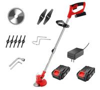 Désherbant électrique, débroussailleuse électrique sans Fil de 1,8 kg avec Lames, Batterie 2 x 1200 mAh, Bouclier de Protection, Outil de Coupe-Bordure de Jardin, Herbe pour Le Nettoyage du Jardin B