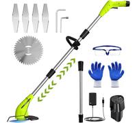 Désherbeur de mauvaises herbes sans fil, 2000 mAh à piles - 3 types de lame de coupe électrique - Chargeur rapide - Portable - Pour cour et jardin