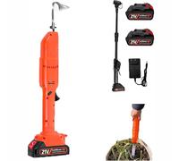 Désherbeur électrique, bineuse motorisée sans Fil, Outil de Jardinage 2 en 1 et râteau avec Manche télescopique, 2 Batteries et Chargeur, for ameublir Le Sol et désherber.