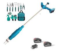 Désherbeur électrique sans Fil, avec 2 Batteries de 3 Ah et Charge Rapide, désherbeur à Long Manche et boîte à Outils, for Jardin, pelouse et Cour.(Battery*2)