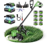 Désherbeur électrique sans fil de 35,6 cm, 20 000 tr/min, alimentation par batterie, 3 en 1 léger sans fil avec 8 bobines de rechange pour jardin, pelouse