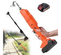 Désherbeur électrique sans Fil, Mini-houe et Perche télescopique avec Rallonge de 56,7cm, Alimenté par Batterie 21 V, 2500RPM, Bineuse Manuelle pour Jardin,Champ de légumes,Serre (1 Batterie)