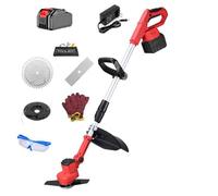 Désherbeur électrique, Tondeuse à Gazon sans Fil avec 3 Types de Lames, Lame élargie de 25 cm et Manche télescopique de 110 à 140 cm, for Jardin, pelouse et arbustes(9 inches(Battery*1))