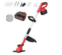 Désherbeur électrique, Tondeuse à Gazon sans Fil avec 3 Types de Lames, Lame élargie de 25 cm et Manche télescopique de 110 à 140 cm, for Jardin, pelouse et arbustes(6 inches(Battery*1))