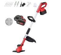 Désherbeur électrique, Tondeuse à Gazon sans Fil avec 3 Types de Lames, Lame élargie de 25 cm et Manche télescopique de 110 à 140 cm, for Jardin, pelouse et arbustes(6 inches(Battery*2))