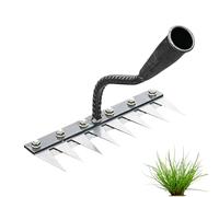 Désherbeur en acier inoxydable - Outil de jardinage - Outil de jardinage - Grattoir à joints avec manche - 8 dents