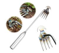 Désherbeur manuel à 4 dents en acier au manganèse, outil de désherbage manuel à double usage pour la maison, le jardin, la plantation, le désherbage (30 cm, 4 dents argentées)