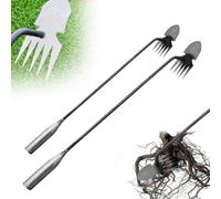 Desherbeur Manuel Acier Inoxydable Arrache Mauvaise Herbe Râteau de Désherbage Outils Jardinage Binette Outil D'arrache-Mauvaises Herbes Avec Long Manche Convient aux Pelouses et Aux Jardins (2pcs)