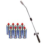 ALPENTECH - Desherbeur thermique piezo Chalumeau gaz + 8 Recharges Desherbant thermique Brule herbes Torche de jardin