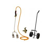 INTEC - Désherbeur thermique à gaz 2 Bruleurs Ø 60 mm Turbo Détendeur gaz 4.0 bar Tuyau 5m + Chariot de Transport INTEC