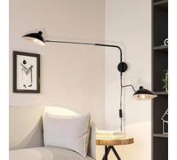 DESHOME Applique Murale avec Bras Articulé de Prise Noir 120cm Lampe Murale Industrielle Vintage Intérieur Longue Lumière Murale avec Câble et Interrupteur, pour Salon/Chevet/Bureau/Chambre d'Enfant