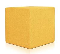Deshome Minerva 53x53x44 cm - Pouf Repose Pied Cube pour Interieur, Sit on it Pouf Tabouret Table Basse pour canapé, Salon, Chambre à Coucher, Coiffeuse Made in Italy (Jaune)