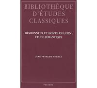 Déshonneur Et Honte En Latin : Étude Sémantique