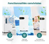 Déshumidificateur 15 L blanc avec mode nuit, 3 modes et minuterie 24 h pour chambre appartement contre humidité condensation